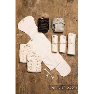 Starter Kit cloth nappies One Size Herringbone Natural & Stripes | Lenny Lamb