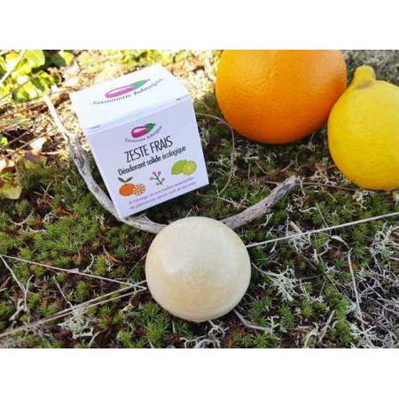 Solid deodorant Zeste Frais with orange and  essential of di lime, palmarosa e tea tree - Savonnerie Aubergine