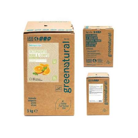 Detergente Eco-bio per mani e corpo Arancia & Menta, bag da 5 kg | Greenatural