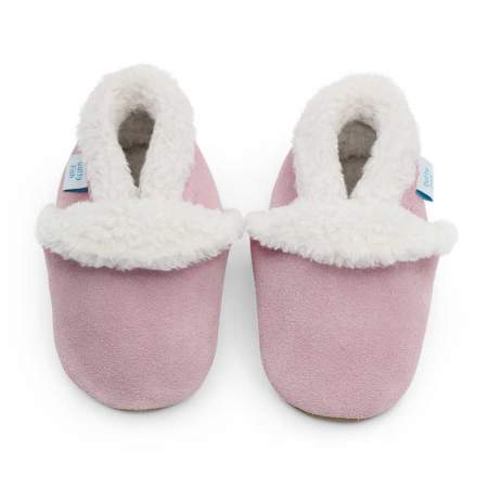 Soft Pink Suede Slippers |  Dotty Fish